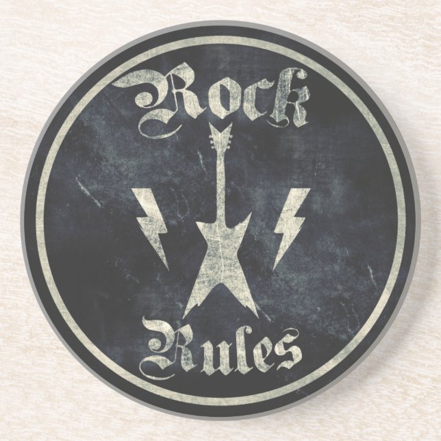 Rock Rules !! Drink Coaster (Front)
