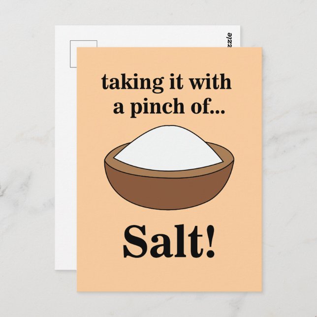Rock Salt Taking It With A Pinch Of Salt Funny Postcard (Front/Back)
