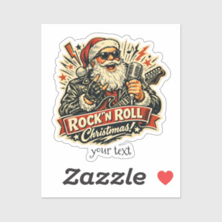 Rock Santa Claus Christmas Vintage 1950s Sticker