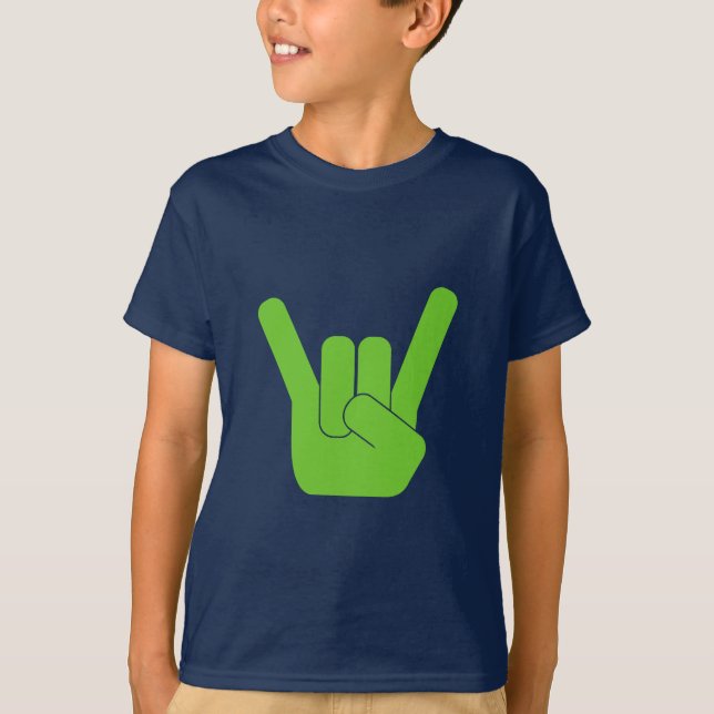 Rock Sign Green Logo T-Shirt (Front)