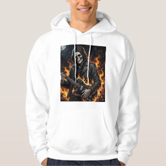 Rock Skeleton Fire Guitar Dark Gothic Streetwear H Hoodie