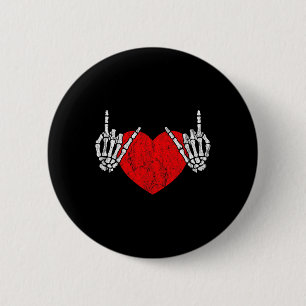 Rock Skeleton Hand Heart Rock And Roll Button