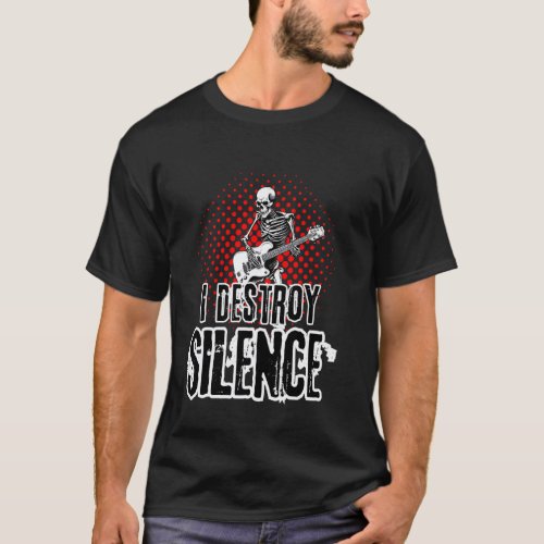Rock skeleton playing guitar Skeleton bass guitari T-Shirt