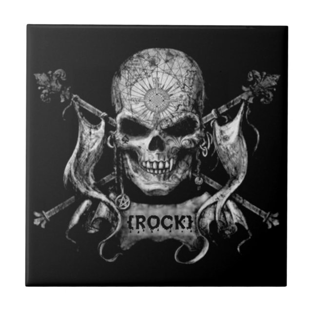Rock Skull Ceramic Tile (Front)