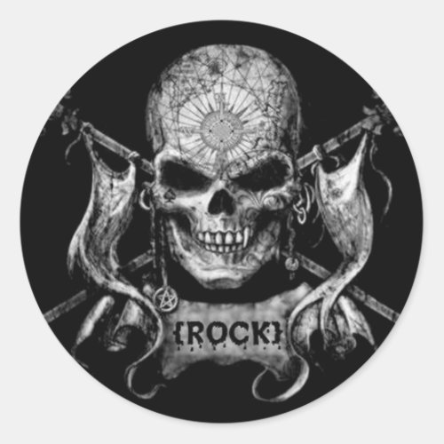 Rock Skull Classic Round Sticker