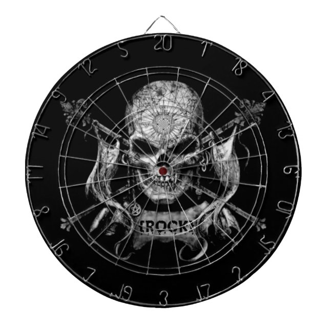 Rock Skull Dartboard With Darts (Front)