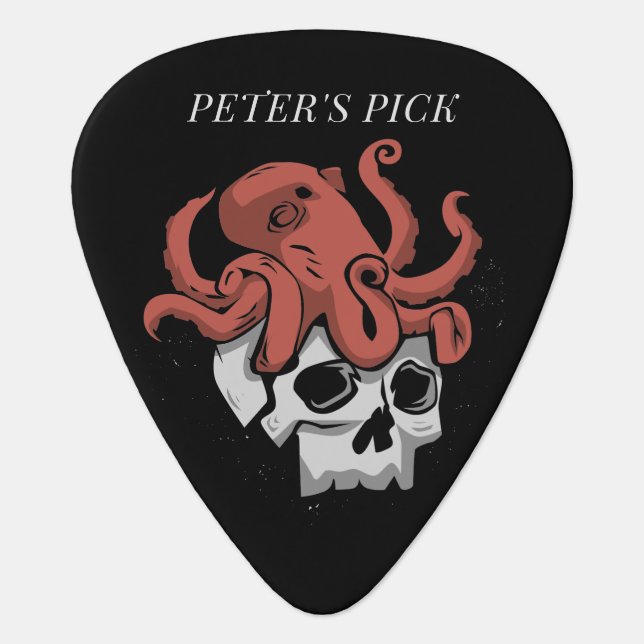 Rock Skull Heavy Metal Personalized Birthday Dad Guitar Pick (Front)