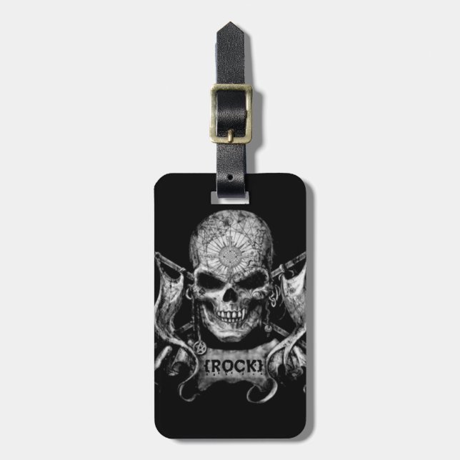 Rock Skull Luggage Tag (Front Vertical)