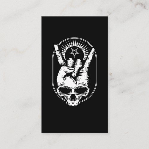 Rock Skull Metalhand Sign of the horns Satan Corna Business Card