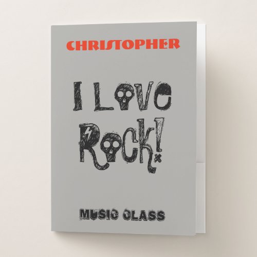 Rock Skull Music Class Pocket Folder