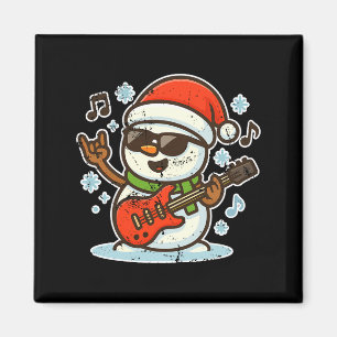 Rock Snowman With Guitar Premium Tri-blend  Magnet