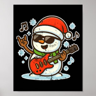 Rock Snowman With Guitar Premium Tri-blend Poster