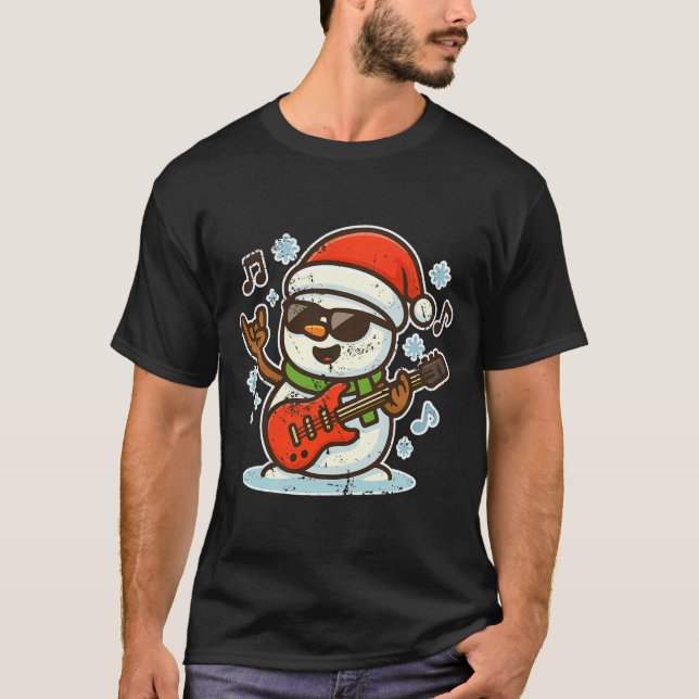 Rock Snowman With Guitar Premium Tri-blend  T-Shirt (Front)