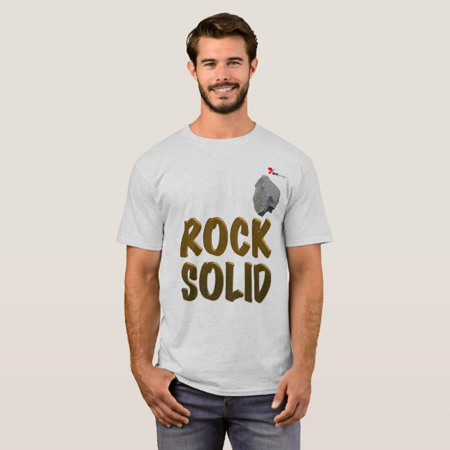 "Rock Solid" T-Shirt | Motivational Gold Text & St (Front Full)
