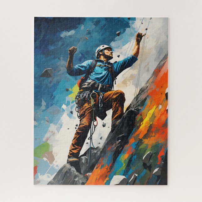 Rock Sport Climbing Wall Climber Paint Poster Jigsaw Puzzle (Vertical)
