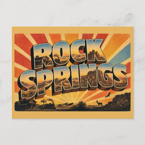Rock Springs WY Sand Dunes Petroglyphs Art Postcard