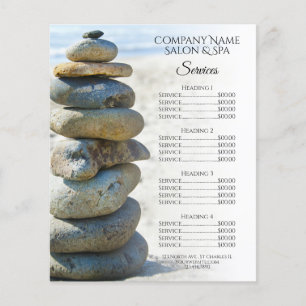 Rock Stack Cairn Spa Salon Services Menu Flyer