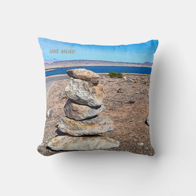 Rock Stacking   Throw Pillow (Front)