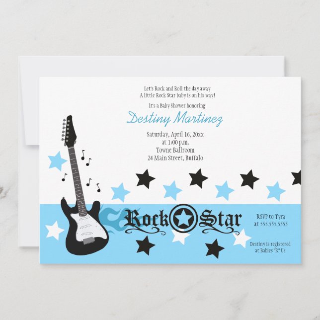 ROCK STAR 5x7 Rocker Baby Shower Invitation (Front)