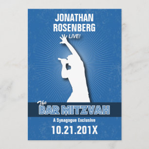 Rock Star Bar Mitzvah Invitation in Blue