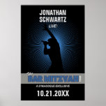 Rock Star Bar Mitzvah Poster Black Silver Blue<br><div class="desc">He’s the rock star. Make his Bar Mitzvah a show to remember. This poster sets the tone for the party. It’s great as a decoration on its own, hung around the room. Or use it as an alternative to a sign-in book: have a silver/metallic marker nearby and encourage people to...</div>