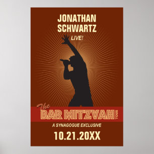 Rock Star Bar Mitzvah Poster in Brown