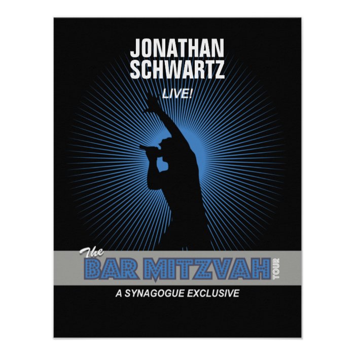 Rock Star Bar Mitzvah Reply Card in Blck/Silv/Blue Personalized Invite