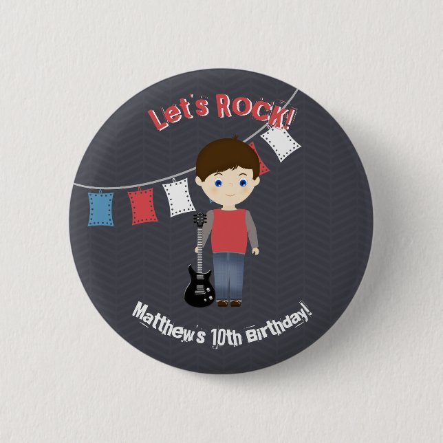 Rock Star Birthday Boy Button (Front)