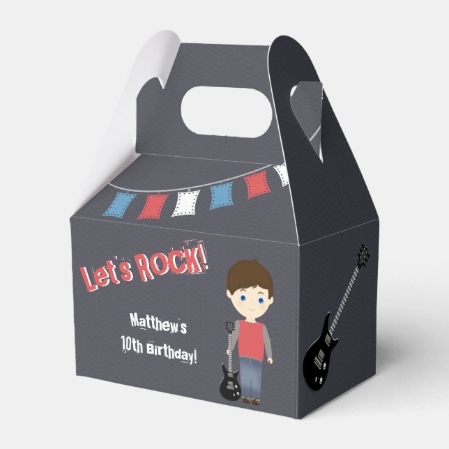 Rock Star Birthday Boy Favor Boxes (Front Side)
