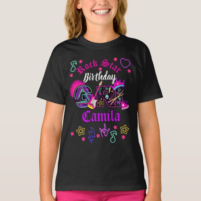 Rock Star Birthday  Girl | Girl Rock Star T-Shirt (Front)