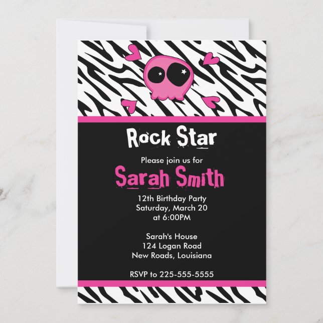 Rock Star Birthday Invitation (Front)