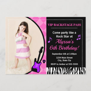 Rock Star Birthday Invitation Pop Star Girl