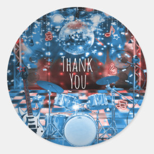 ROCK STAR Birthday Musical Dance Party Favor Classic Round Sticker