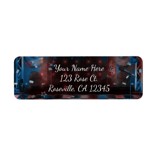 ROCK STAR Birthday Musical Dance Party Invitation Label (Front)