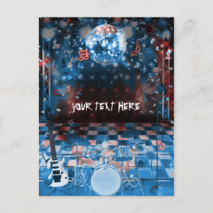 ROCK STAR Birthday Musical Dance Party Thank You Postcard