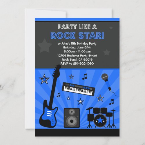 Rock Star Birthday Party Invitation