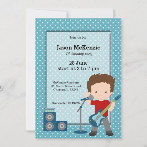 Rock Star birthday party Invitation