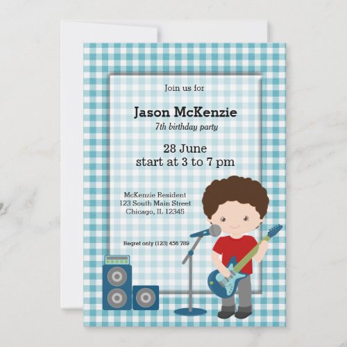 Rock Star birthday party Invitation