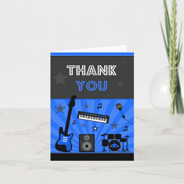 Rock Star Birthday Party Thank You Card (Front)