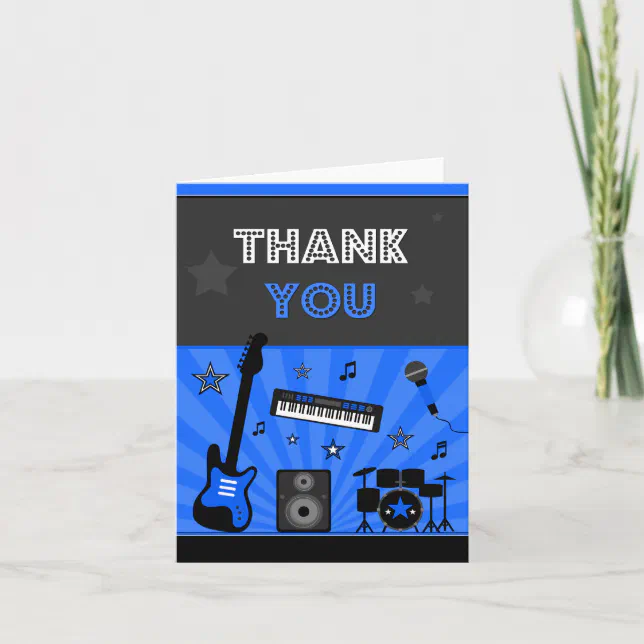 Rock Star Birthday Party Thank You Card | Zazzle