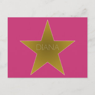 Rock Star Birthday Thank You Postcard Pink Gold