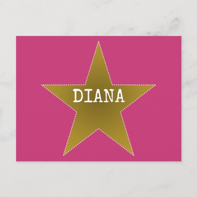 Rock Star Birthday Thank You Postcard Pink Gold (Front)