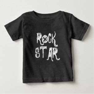 Rock Star black white skull text rocker metal Baby T-Shirt