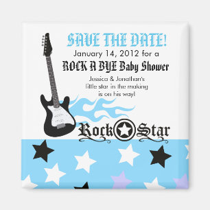 ROCK STAR Blue Baby Shower Favor Magnet