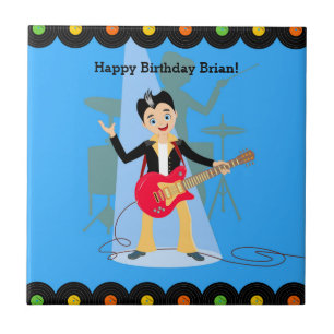Rock Star Boy birthday party Ceramic Tile