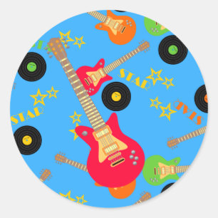 Rock Star Boy birthday party Classic Round Sticker
