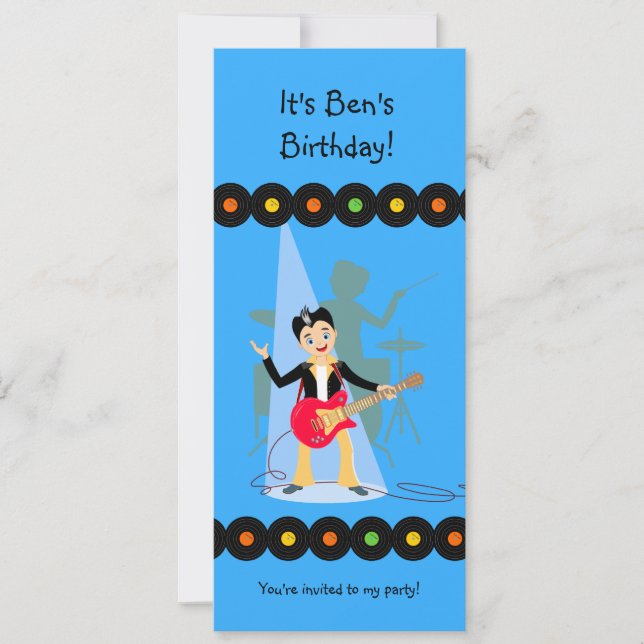 Rock Star Boy birthday party invitation (Front)