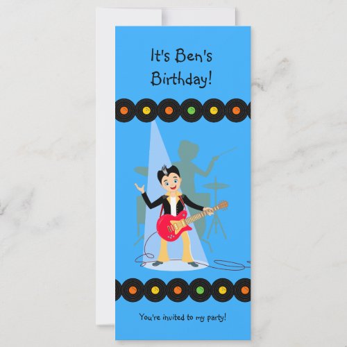 Rock Star Boy birthday party invitation