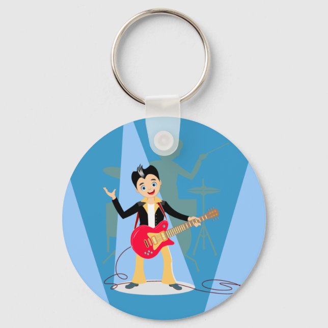 Rock Star Boy birthday party Keychain (Front)