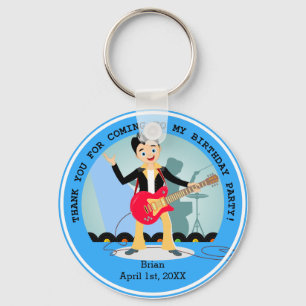 Rock star boy birthday party keychain